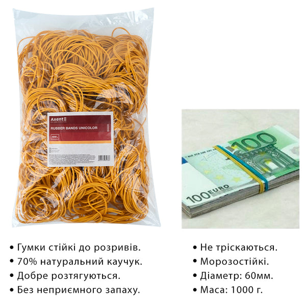 Резинки для денег Axent Delta D4633, 1000 г, Unicolor