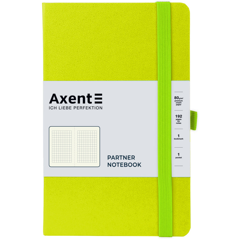 Книга записная Axent Partner 8201-60-A, 125x195 мм, 96 листов, клетка, лимонная