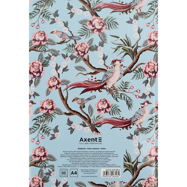 Книга записная Axent Birds&Flowers-1 8422-568-A, А4, 96 листов, клетка