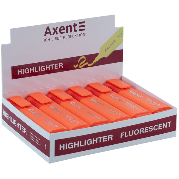 Маркер Axent Highlighter 2537-12-A, 1-5 мм, клиновидный, оранжевый