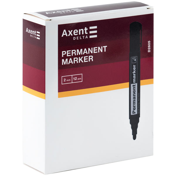 Маркер Axent Delta Permanent D2605, 2 мм, круглый, синий