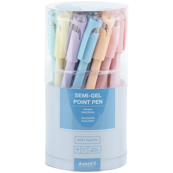 Ручка масляна Axent Soft Pastel AB1102-02-A, 0.7 мм, синя