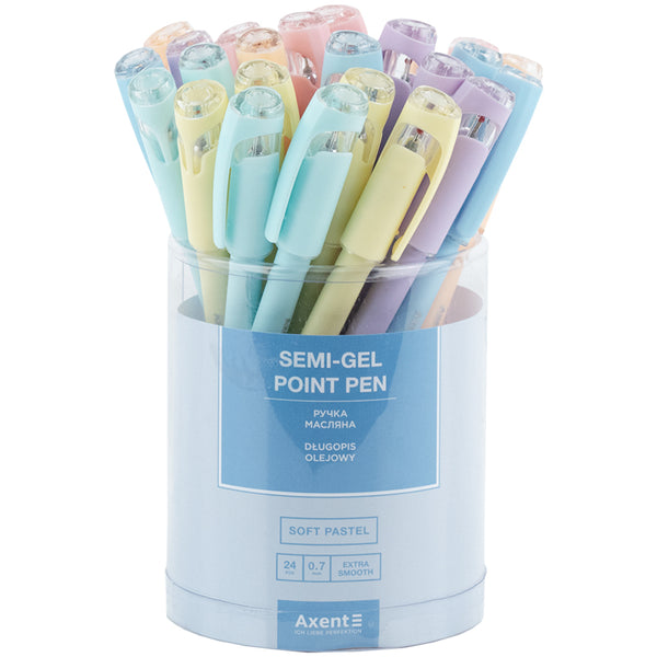Ручка масляна Axent Soft Pastel AB1102-02-A, 0.7 мм, синя