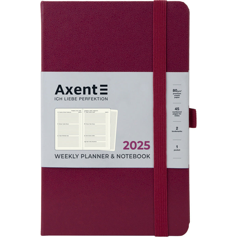 Щотижневик 2025 Axent Partner Strong 8505-25-46-A, 125x195 мм, винний