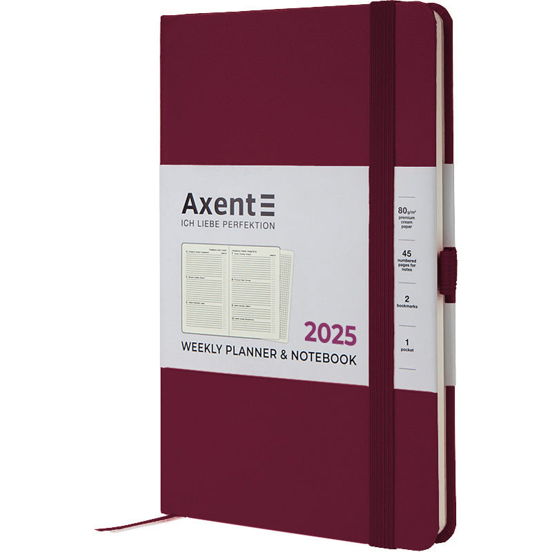 Щотижневик 2025 Axent Partner Strong 8505-25-46-A, 125x195 мм, винний