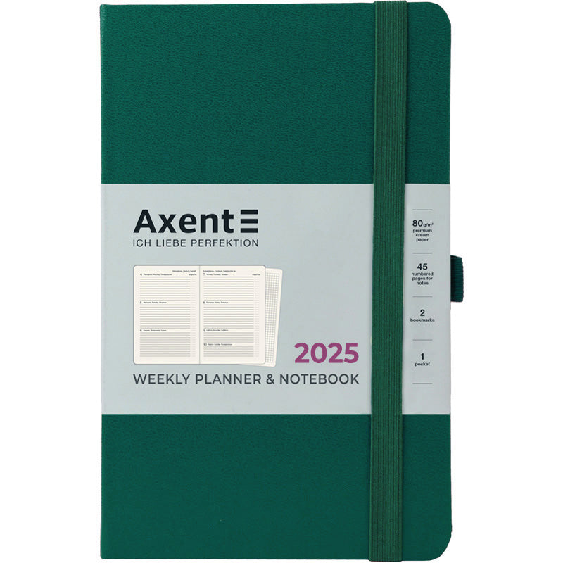 Щотижневик 2025 Axent Partner Strong 8505-25-61-A, 125x195 мм, зелений ліс