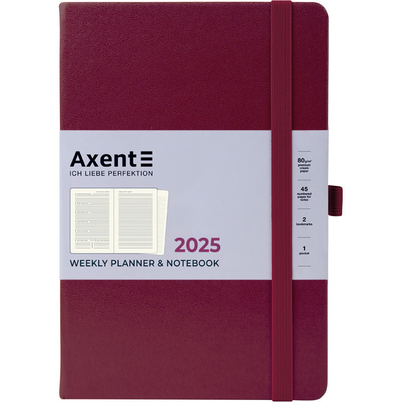 Щотижневик 2025 Axent Prime Strong 8507-25-46-A, 145x210 мм, винний