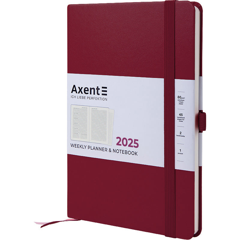 Щотижневик 2025 Axent Prime Strong 8507-25-46-A, 145x210 мм, винний