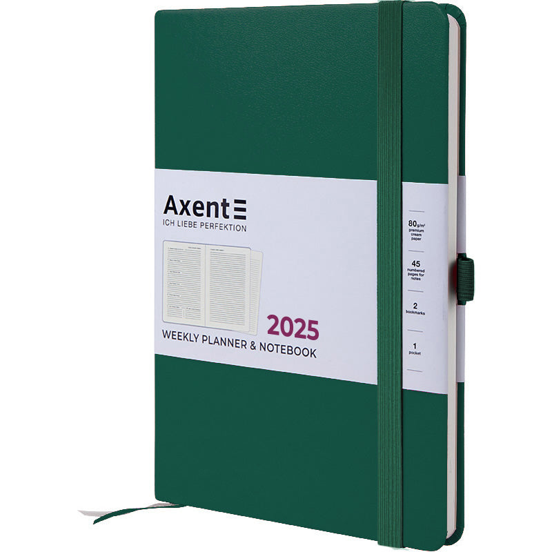 Щотижневик 2025 Axent Prime Strong 8507-25-61-A, 145x210 мм, зелений ліс