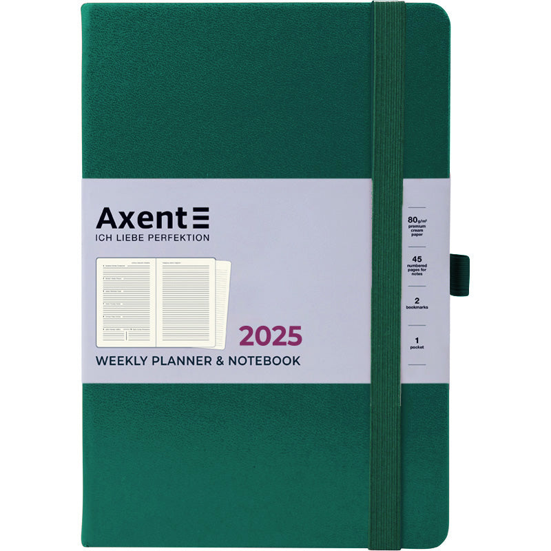 Щотижневик 2025 Axent Prime Strong 8507-25-61-A, 145x210 мм, зелений ліс