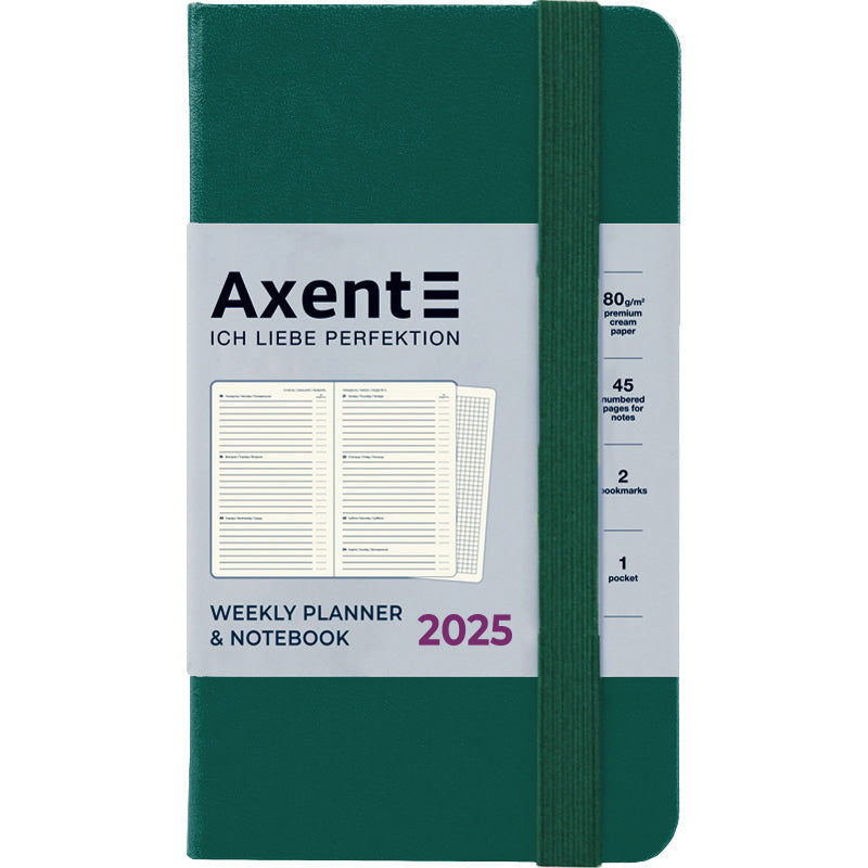Щотижневик 2025 Axent Pocket Strong 8508-25-61-A, 90x150 мм, зелений ліс