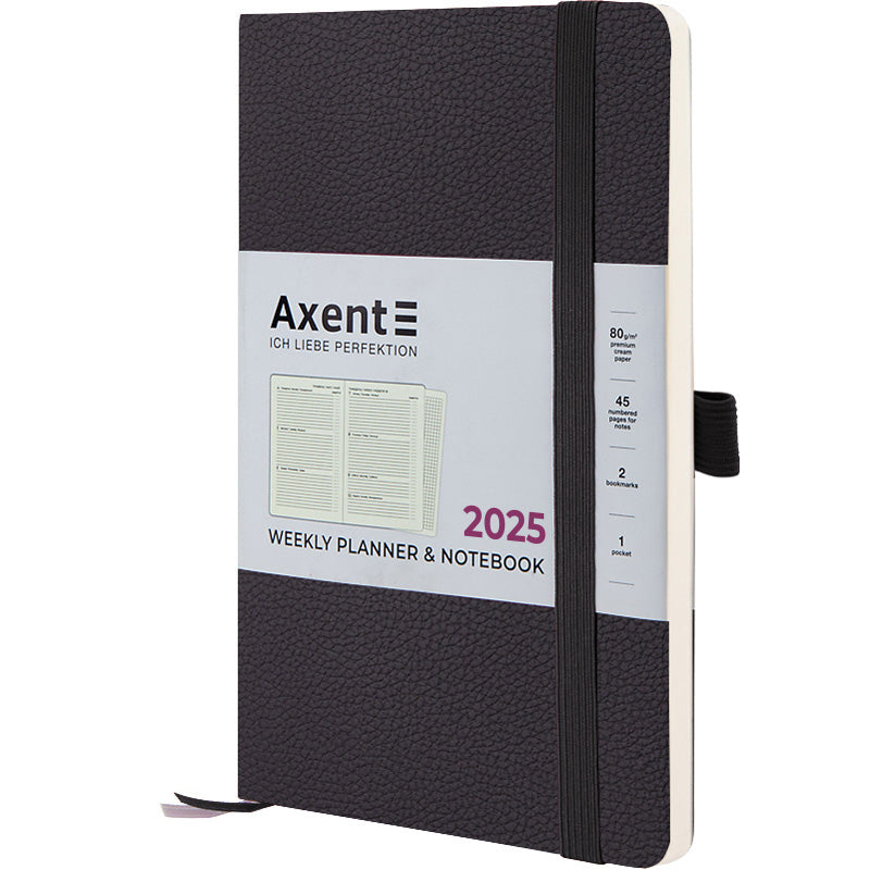 Щотижневик 2025 Axent Partner Soft Skin 8509-25-01-A, 125x195 мм, чорний