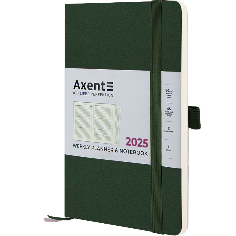 Щотижневик 2025 Axent Partner Soft Skin 8509-25-23-A, 125x195 мм, темно-зелений