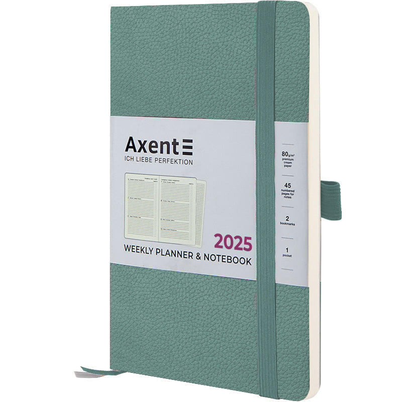 Еженедельник 2025 Axent Partner Soft Skin 8509-25-48-A, 125x195 мм, серо-лазурный