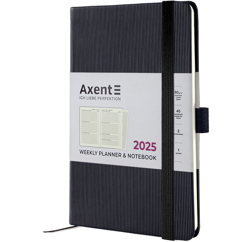 Еженедельник 2025 Axent Partner Lines 8515-25-01-A, 125x195 мм, черный