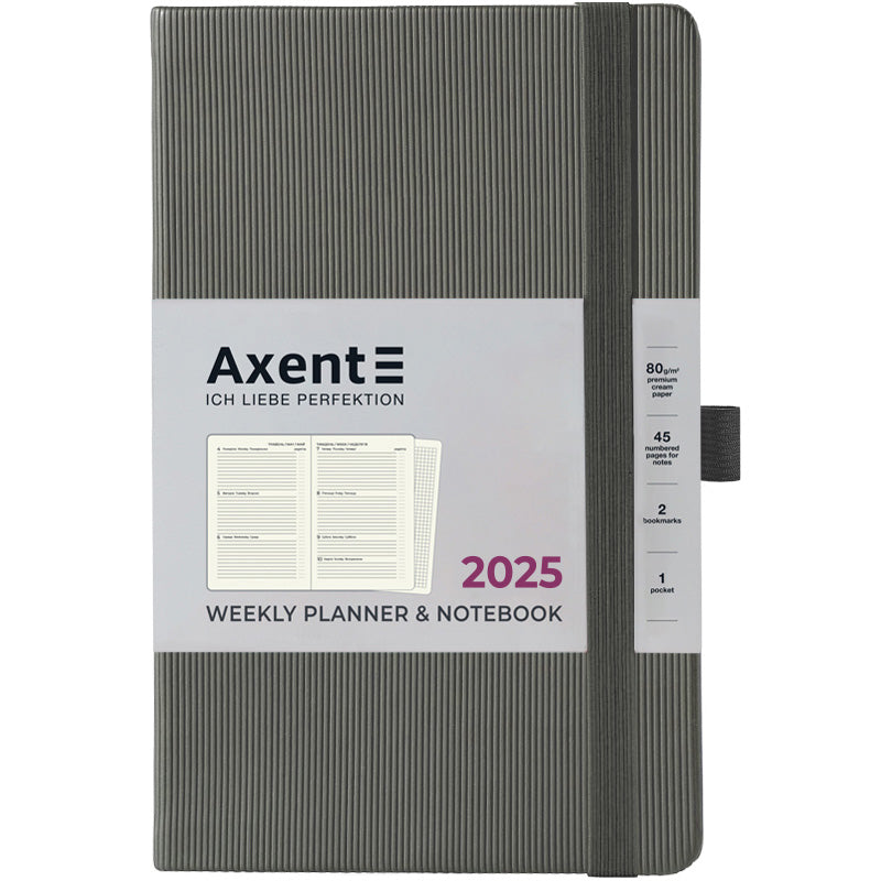 Еженедельник 2025 Axent Partner Lines 8515-25-03-A, 125x195 мм, серый
