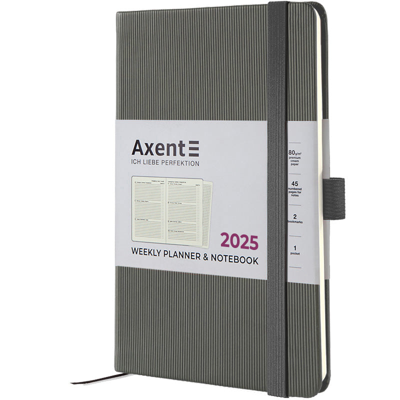 Еженедельник 2025 Axent Partner Lines 8515-25-03-A, 125x195 мм, серый