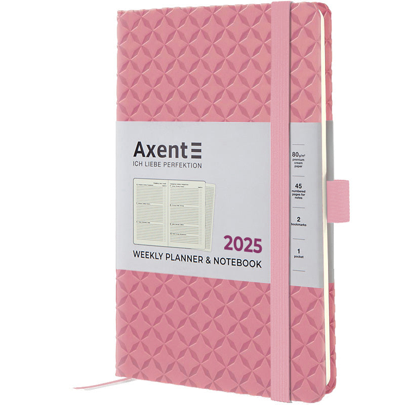 Еженедельник 2025 Axent Partner Gently 8522-25-01-A, 125x195 мм, светло-розовый