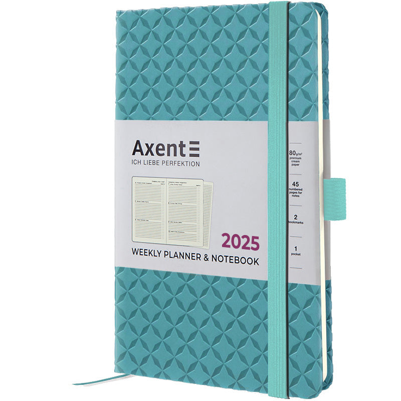 Еженедельник 2025 Axent Partner Gently 8522-25-04-A, 125x195 мм, синяя вода
