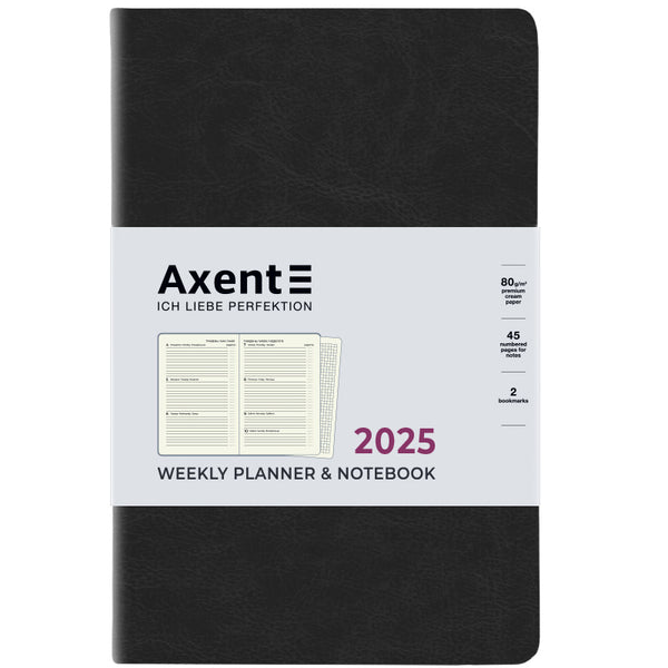Еженедельник 2025 Axent Partner City Soft 8521-25-01-A, 125x195 мм, черный