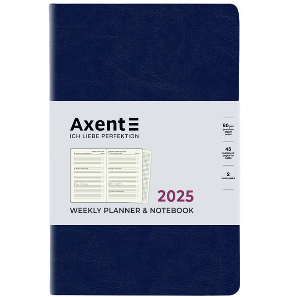 Еженедельник 2025 Axent Partner City Soft 8521-25-02-A, 125x195 мм, синий