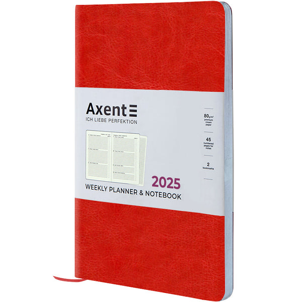 Еженедельник 2025 Axent Partner City Soft 8521-25-03-A, 125x195 мм, красный