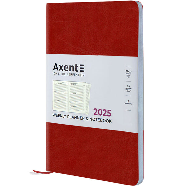 Еженедельник 2025 Axent Partner City Soft 8521-25-04-A, 125x195 мм, бордовый