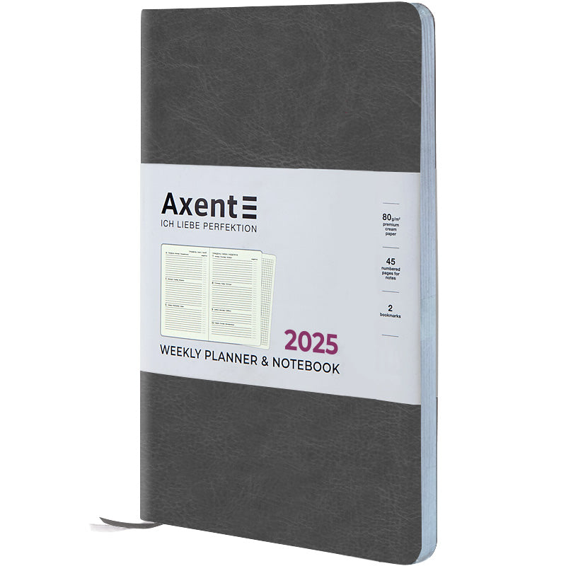 Еженедельник 2025 Axent Partner City Soft 8521-25-06-A, 125x195 мм, серый