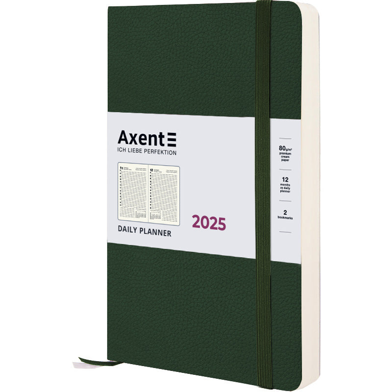 Ежедневник 2025 Axent Partner Soft Skin 8810-25-23-A, 145x210 мм, темно-зелений