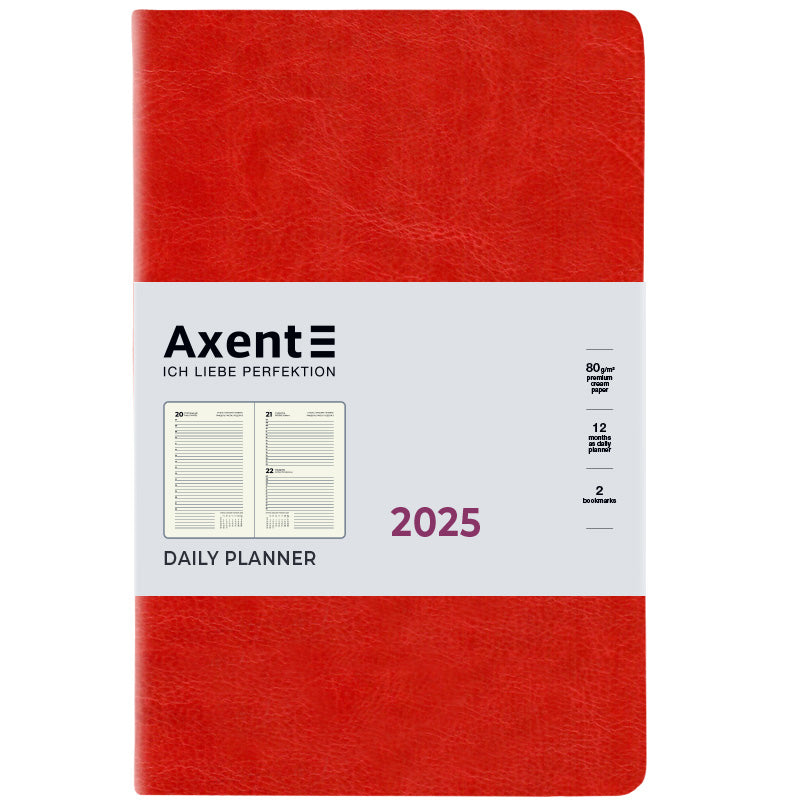 Ежедневник 2025 Axent Partner City Soft 8821-25-03-A, 145x210 мм, красный