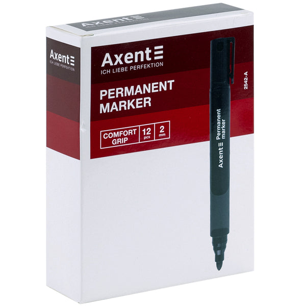 Маркер Axent Permanent Comfort Grip 2542-06-A, 2 мм, круглый, красный