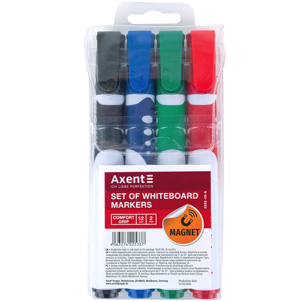 Маркер Axent Whiteboard Comfort Grip 2552-40-A, 2 мм, круглый, ассорти