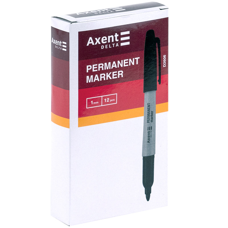 Маркер Axent Delta Permanent D2606-01, 1 мм, круглый, чёрный