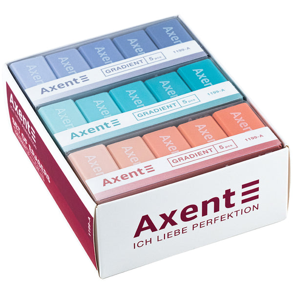 Набор ластиков Axent Gradient 1199-A в пластиковом боксе, ассорти, 5 шт.