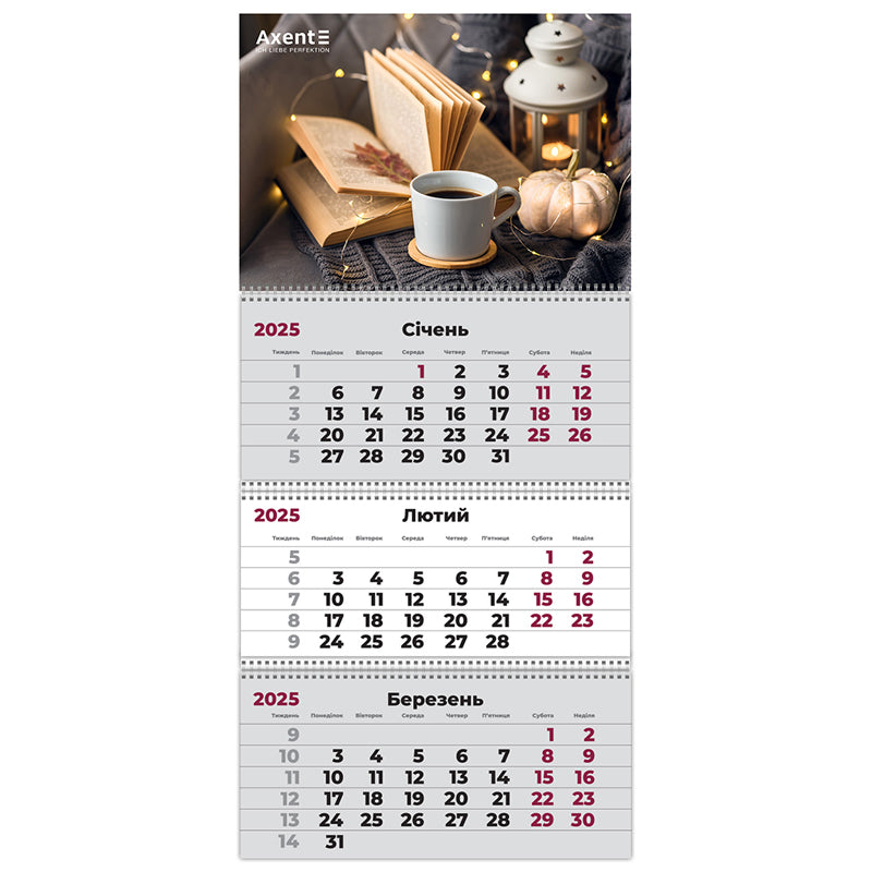 Календарь настенный квартальный 2025 Axent Hygge 1 8803-25-10-A, 3 пружины