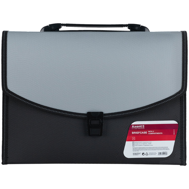 Портфель пластиковий А4 3 відділення Axent 1606-01 чорний
