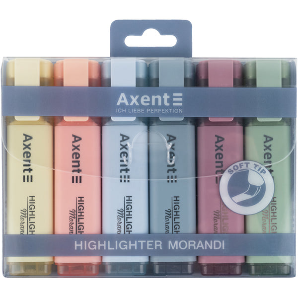 Маркер Axent Highlighter 2537-60-A, 1-5 мм, клиновидный, набор, morandi