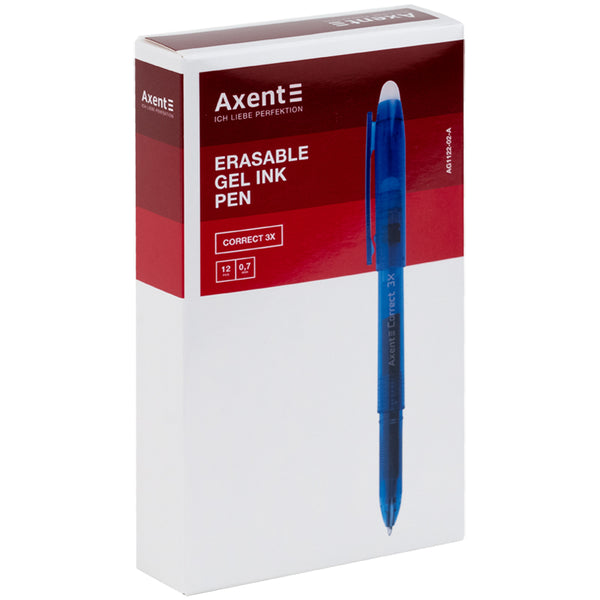Ручка гелевая "пиши-стирай" Axent Correct 3Х AG1122-02-A, 0.7 мм, синяя