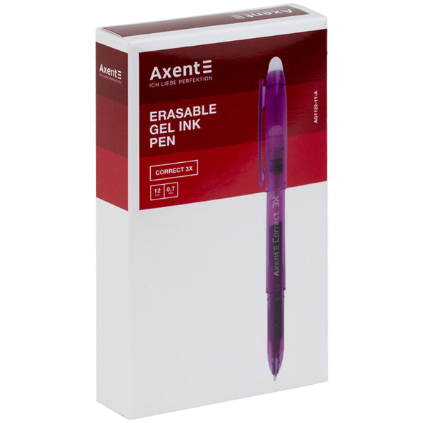 Ручка гелевая "пиши-стирай" Axent Correct 3Х AG1122-11-A, 0.7 мм, фиолетовая
