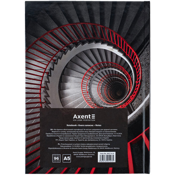 Книга записная Axent R&B Ladder 8457-6-A, А5, 96 листов, клетка, твердая обложка
