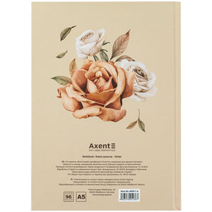 Книга записная Axent Beauty 8459-7-A, А5, 96 листов, клетка, твердая обложка