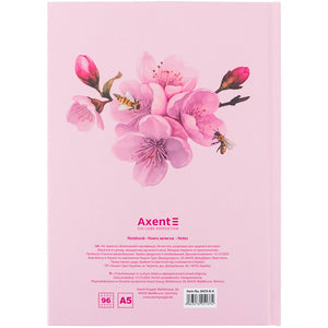Книга записная Axent Bloom 8459-8-A, А5, 96 листов, клетка, твердая обложка