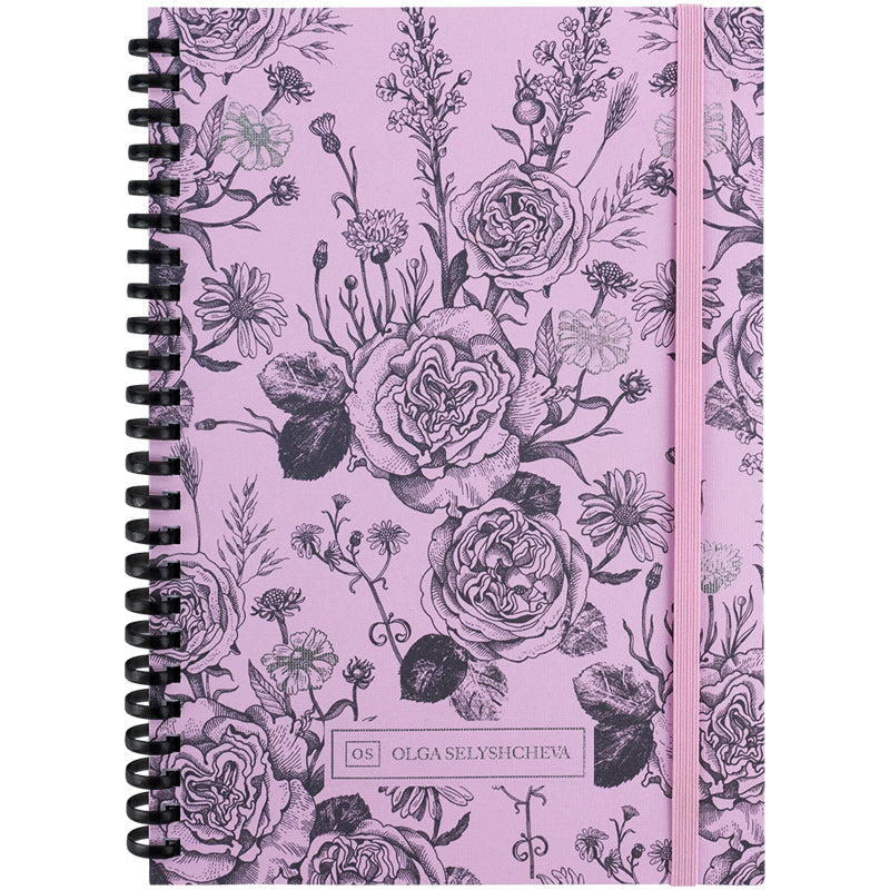 Блокнот на спiралi Axent Olga Selyshcheva, Pink Roses 8471-2-A-OS, А5, 80 аркушів, клітинка, картонна обкладинка