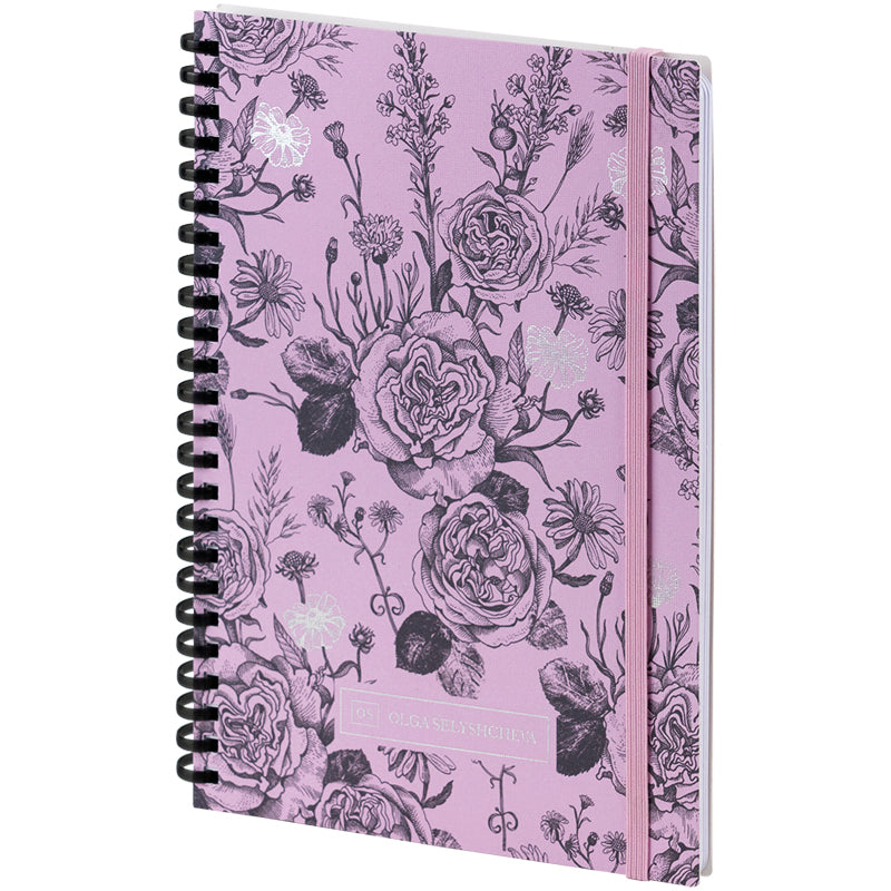 Блокнот на спiралi Axent Olga Selyshcheva, Pink Roses 8471-2-A-OS, А5, 80 аркушів, клітинка, картонна обкладинка