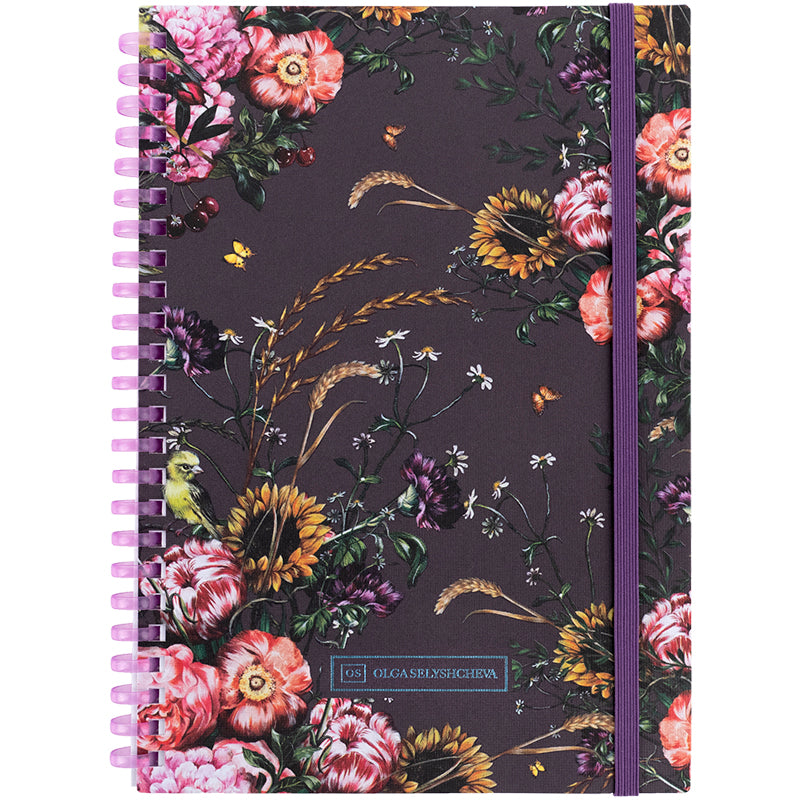 Блокнот на спiралi Axent Olga Selyshcheva, Purple field 8471-6-A-OS, А5, 80 аркушів, клітинка, картонна обкладинка
