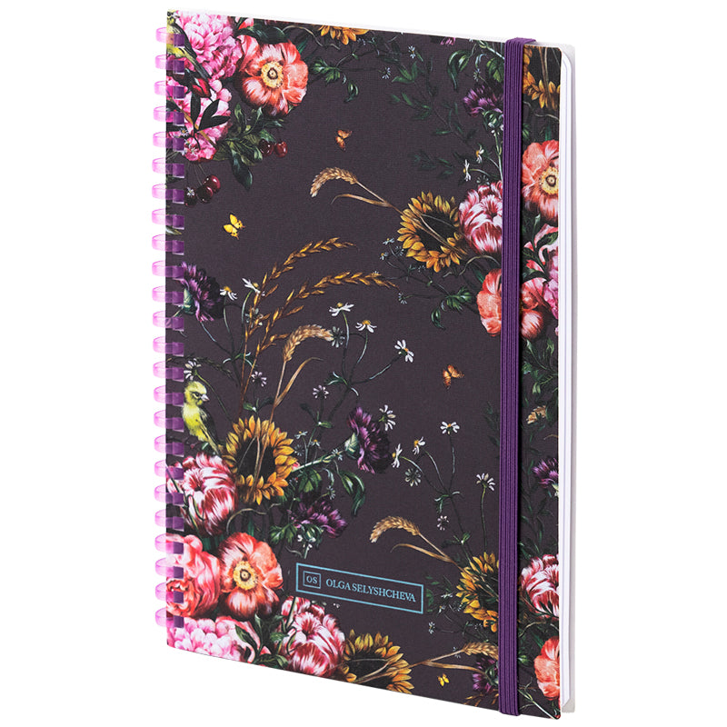 Блокнот на спiралi Axent Olga Selyshcheva, Purple field 8471-6-A-OS, А5, 80 аркушів, клітинка, картонна обкладинка