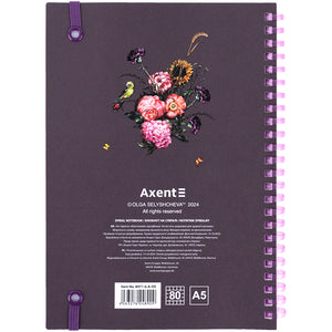 Блокнот на спирали Axent Olga Selyshcheva, Purple field 8471-6-A-OS, А5, 80 листов, клетка, картонная обложка