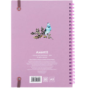 Блокнот на спирали Axent Olga Selyshcheva, Blue birds 8471-7-A-OS, А5, 80 листов, клетка, картонная обложка