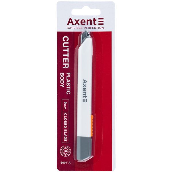 Нож канцелярский Axent 6607-A, с металлическими направляющими, лезвие 9 мм, белый