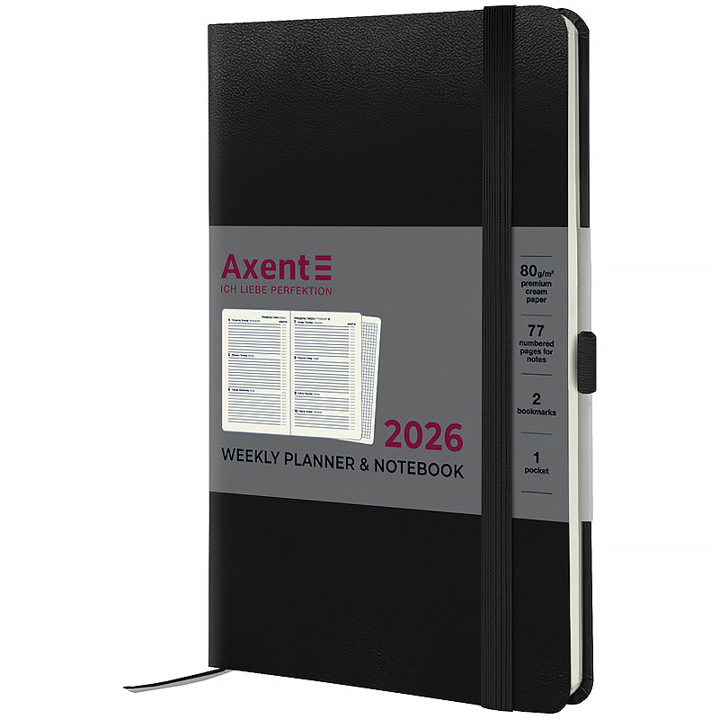 Еженедельник 2026 Axent Partner Strong 8505-26-01-A, 125*195, черный